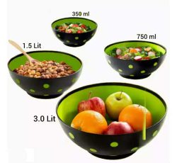 فروش عمده ست کاسه پلاستیکی خالدار 4 عددی