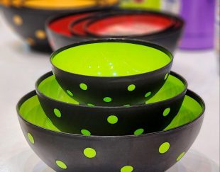 کاسه خالدار 3 تیکه رنگی هایلوکس