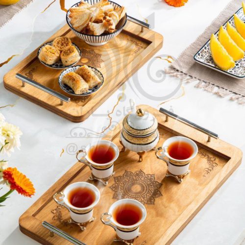 سینی دوسایز چوبی  طرح دار