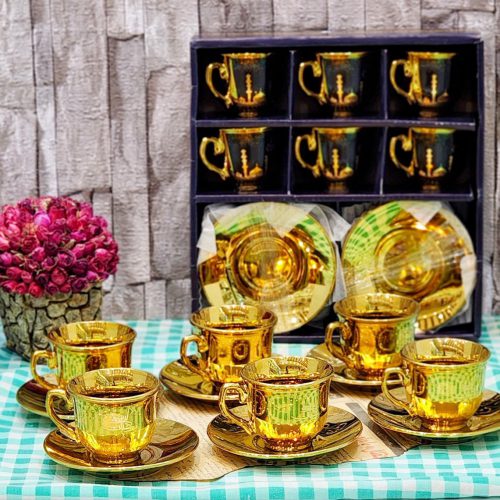 12 پارچه قهوه خوری عربی طلایی