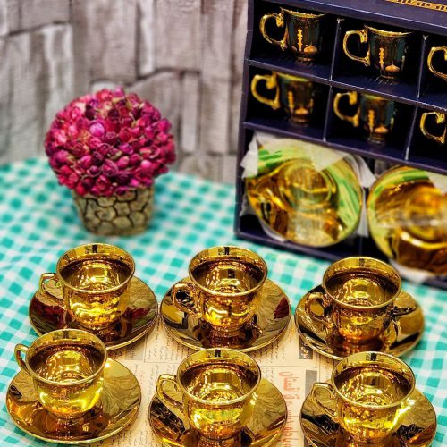 12 پارچه قهوه خوری عربی طلایی