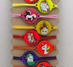 دستبند چوبی یونیکورن بند چرمی 16 عددی، هدیه‌ای جادویی برای کودکان