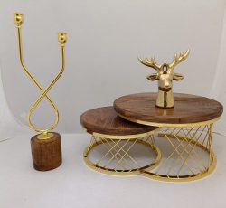 ست استندمزه و شمعدان چوبی