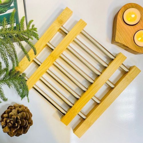 زیر دیگی کشویی استیل_ چوب بامبو