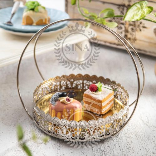شیرینی خوری دسته دار کف آینه: یک اکسسوری شیک و کاربردی برای پذیرایی