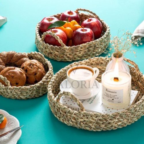 سبد ۳تایی حصیری دسته دار، زیبایی و نظم در آشپزخانه