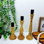 جاشمعی ۳عددی چوبی فلزی مشکی، دکوراسیونی جذاب و شیک