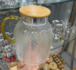 قوری پیرکس طرح پولک شفاف و ضخیم وارداتی