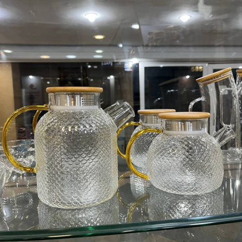 قوری پیرکس طرح پولک شفاف و ضخیم وارداتی