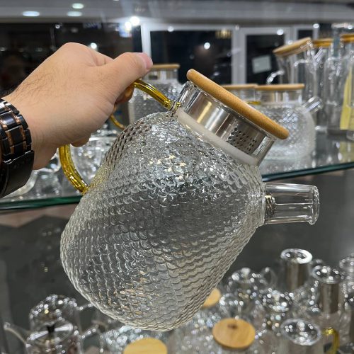 قوری پیرکس طرح پولک شفاف و ضخیم وارداتی