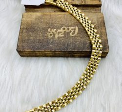 دستبند استیل رولکس طلایی پهن، مشابه طلا، زیبا و ظریف