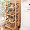 عمده فروشی جا پیازی چرخ دار سه طبقه | نظم دهنده آشپزخانه