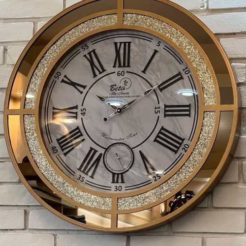 ساعت دیواری بتيس | 67×67 سانتی‌متر | ترکیب چوب و آینه