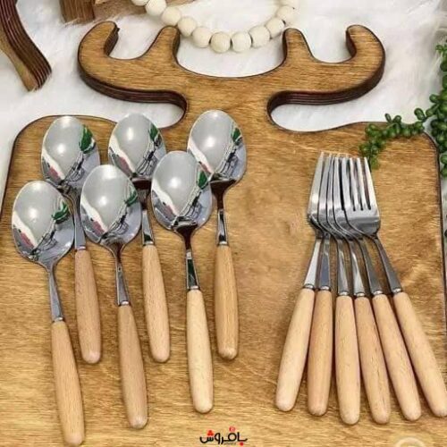 قاشق چنگال دسته چوبی