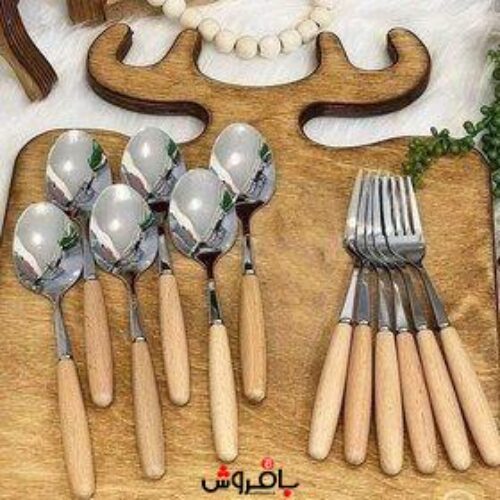 ست قاشق و چنگال دسته چوبی