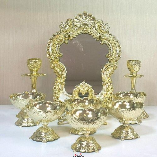آیینه و شمعدان کاملیا با ست ۶عددی جام شمس