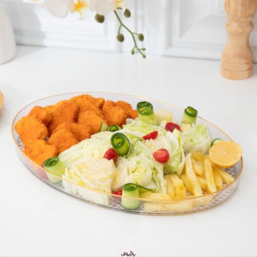 سینی بیضی  آکرولیک نشکن لب طلا
