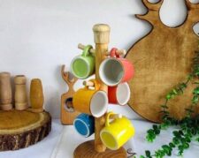 آویز فنجان چوبی