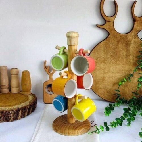 آویز فنجان چوبی