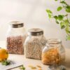 بانکه شیشه ای برنا درب استیل
