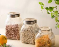 بانکه شیشه ای برنا درب استیل