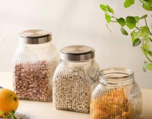 بانکه شیشه ای برنا درب استیل