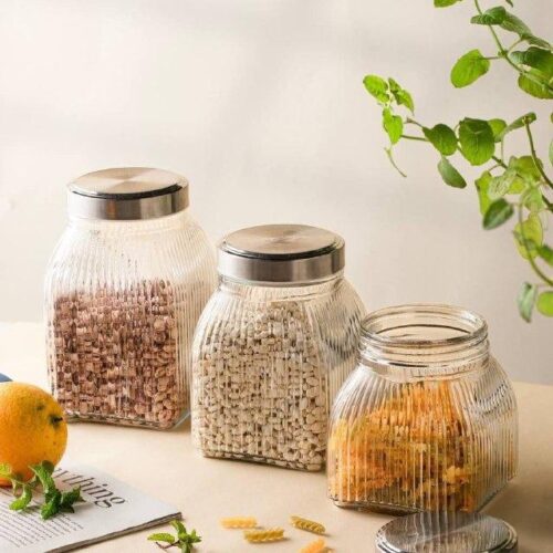 بانکه شیشه ای برنا درب استیل