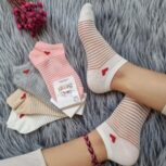 جوراب مچی زنانه راه راه شیشه ای