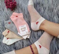 جوراب مچی زنانه راه راه شیشه ای