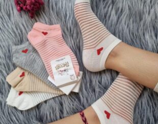 جوراب مچی زنانه راه راه شیشه ای