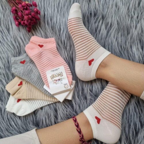 جوراب مچی زنانه راه راه شیشه ای